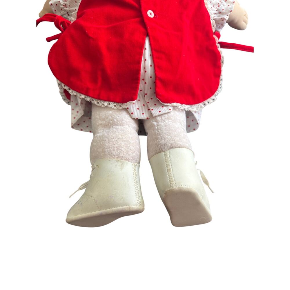 VTG 1982 Cabbage Patch Kids Doll Blonde Hair Blue Eyes Bell On Shoes Red‎ Dress - Picture 6 of 10